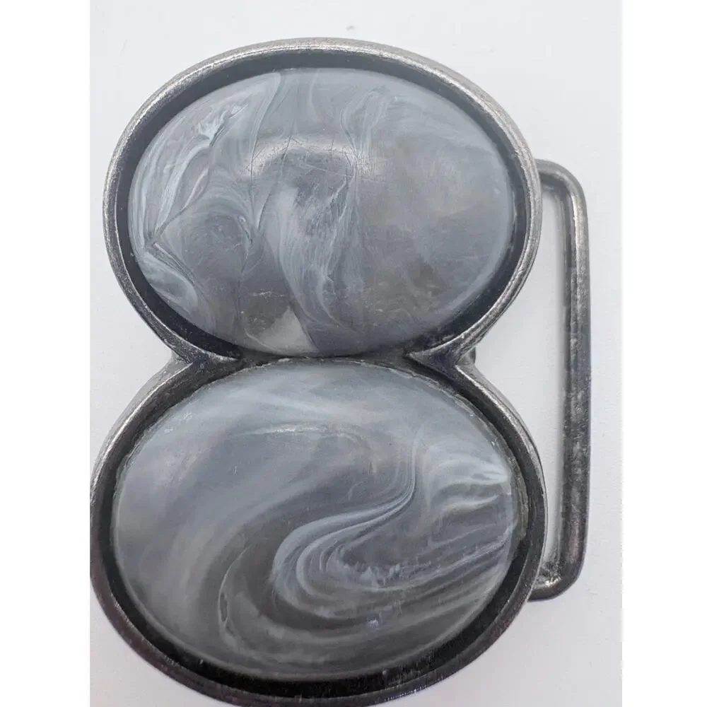 Gray Marbleized Resign Double Cabochon Belt Buckle 1980/90’s